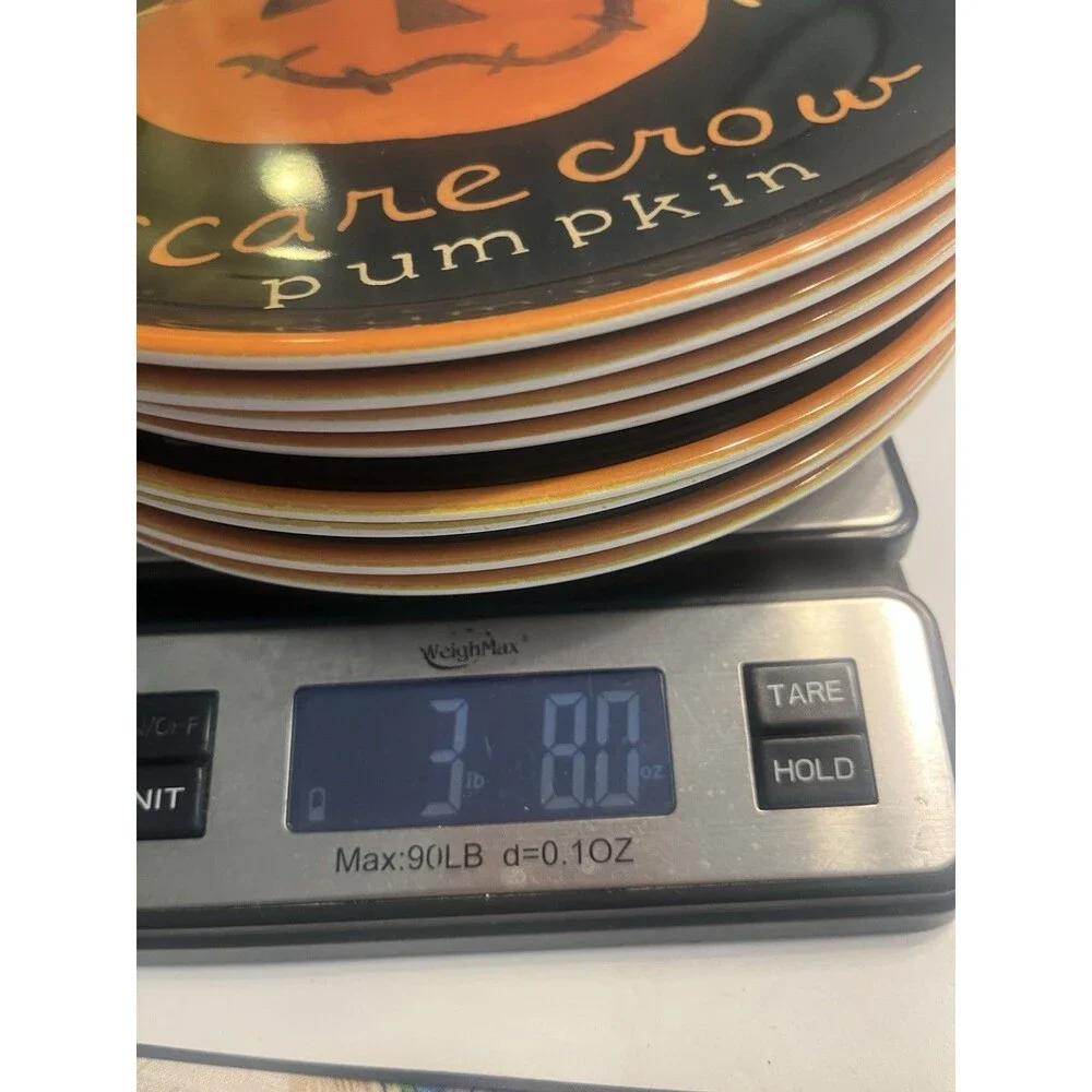 8pc Pottery Barn Halloween Pumpkin Melamine 9” Luncheon Plates